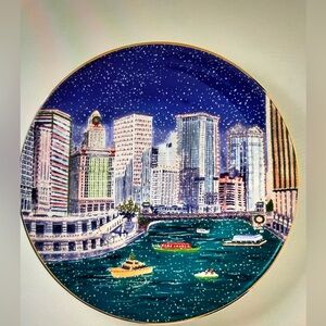❤️ ANTHROPOLOGIE HOLIDAY IN THE CITY CHICAGO DESSERT PLATE NEW